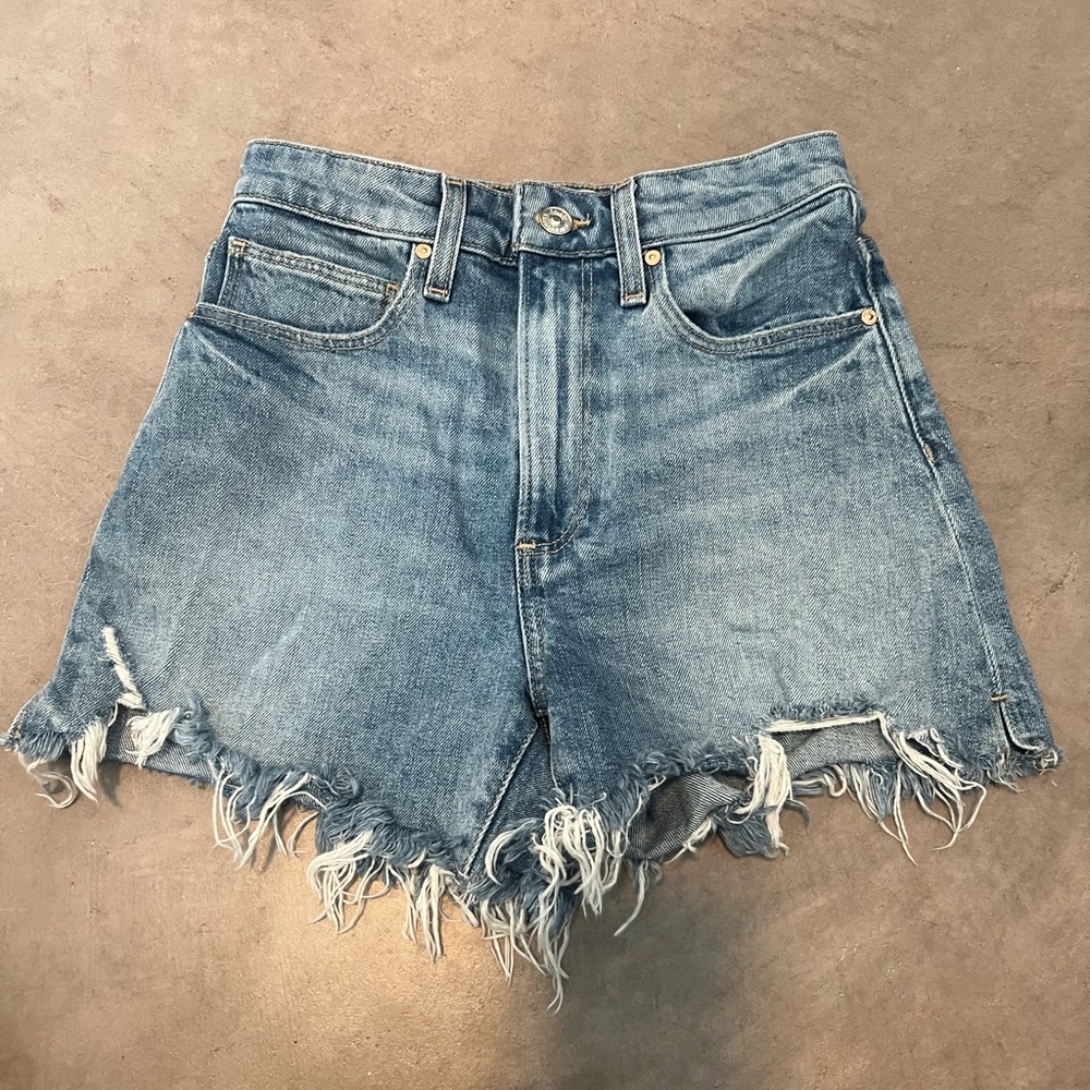 PAIGE Light Blue Distressed “Dani Shorts”